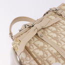 Christian Dior Trotter Canvas Romantic Hand Bag PVC Beige Silver Auth 184305A-14