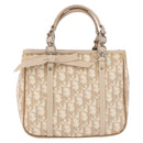 Christian Dior Trotter Canvas Romantic Hand Bag PVC Beige Silver Auth 184305A-2