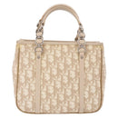 Christian Dior Trotter Canvas Romantic Hand Bag PVC Beige Silver Auth 184305A-3