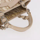 Christian Dior Trotter Canvas Romantic Hand Bag PVC Beige Silver Auth 184305A-7