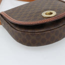 CELINE Macadam Canvas Circle Umhängetasche PVC Leder Braun Gold Auth 184306-11