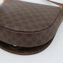 CELINE Macadam Canvas Circle Umhängetasche PVC Leder Braun Gold Auth 184306-12