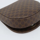 CELINE Macadam Canvas Circle Umhängetasche PVC Leder Braun Gold Auth 184306-13