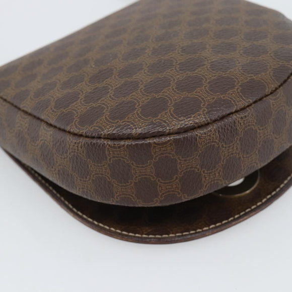 CELINE Macadam Canvas Circle Umhängetasche PVC Leder Braun Gold Auth 184306
