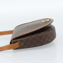 CELINE Macadam Canvas Circle Umhängetasche PVC Leder Braun Gold Auth 184306-4
