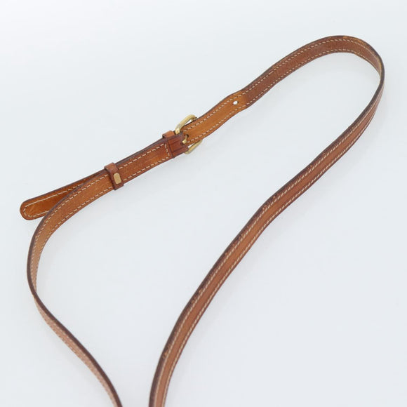 CELINE Macadam Canvas Circle Umhängetasche PVC Leder Braun Gold Auth 184306