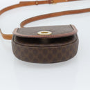 CELINE Macadam Canvas Circle Umhängetasche PVC Leder Braun Gold Auth 184306-9