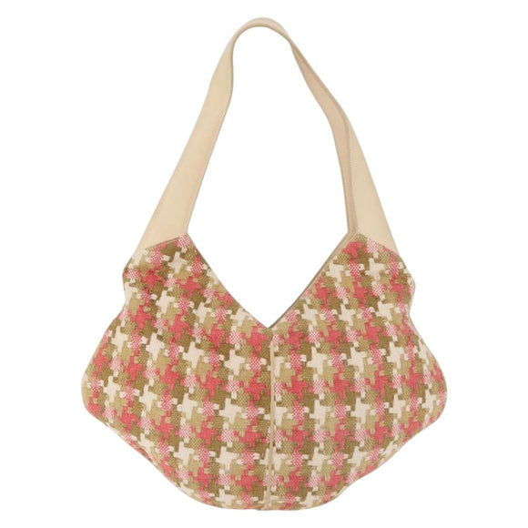 LOEWE Shoulder Bag cotton Beige Gold Auth 184313A