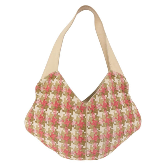 LOEWE Shoulder Bag cotton Beige Gold Auth 184313A