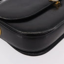 GUCCI Horsebit Shoulder Bag Leather Black Gold Auth 184318-10