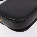 GUCCI Horsebit Shoulder Bag Leather Black Gold Auth 184318-12