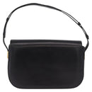 GUCCI Horsebit Shoulder Bag Leather Black Gold Auth 184318-3