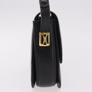 GUCCI Horsebit Shoulder Bag Leather Black Gold Auth 184318-5