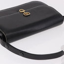 GUCCI Horsebit Shoulder Bag Leather Black Gold Auth 184318-6