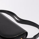 GUCCI Horsebit Shoulder Bag Leather Black Gold Auth 184318-8