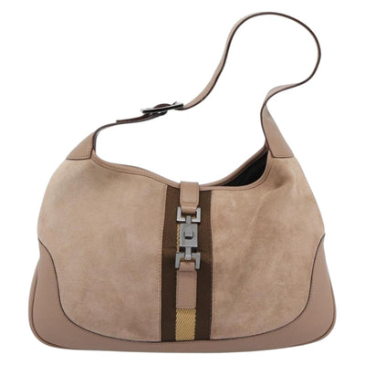 GUCCI Sherry Line Jackie Shoulder Bag Suede Pink Silver 001 3306 Auth 184319V - 0