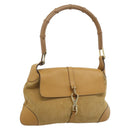 GUCCI Bamboo Jackie Shoulder Bag Suede Beige Gold 001 4096 Auth 184325V-1