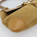 GUCCI Bamboo Jackie Shoulder Bag Suede Beige Gold 001 4096 Auth 184325V-11