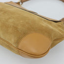 GUCCI Bamboo Jackie Shoulder Bag Suede Beige Gold 001 4096 Auth 184325V-12