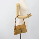 GUCCI Bamboo Jackie Shoulder Bag Suede Beige Gold 001 4096 Auth 184325V-22