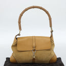 GUCCI Bamboo Jackie Shoulder Bag Suede Beige Gold 001 4096 Auth 184325V-23