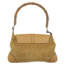 GUCCI Bamboo Jackie Shoulder Bag Suede Beige Gold 001 4096 Auth 184325V-3