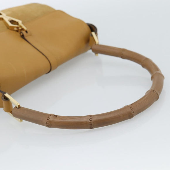 GUCCI Bamboo Jackie Shoulder Bag Suede Beige Gold 001 4096 Auth 184325V
