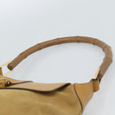 GUCCI Bamboo Jackie Shoulder Bag Suede Beige Gold 001 4096 Auth 184325V-8