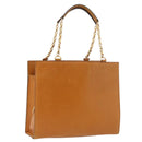 CELINE Kettenhandtasche Leder Beige Gold Auth 184329A-1