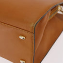 CELINE Kettenhandtasche Leder Beige Gold Auth 184329A-11