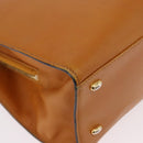 CELINE Kettenhandtasche Leder Beige Gold Auth 184329A-12