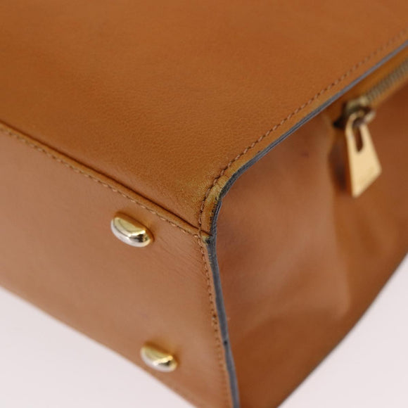 CELINE Kettenhandtasche Leder Beige Gold Auth 184329A