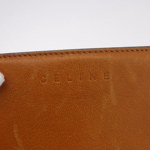 CELINE Kettenhandtasche Leder Beige Gold Auth 184329A