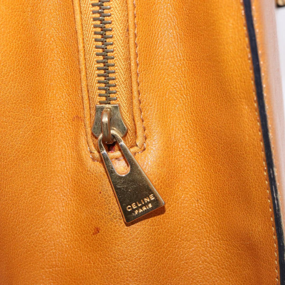 CELINE Kettenhandtasche Leder Beige Gold Auth 184329A