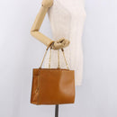 CELINE Kettenhandtasche Leder Beige Gold Auth 184329A-26