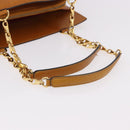 CELINE Kettenhandtasche Leder Beige Gold Auth 184329A-7