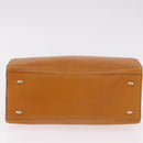CELINE Kettenhandtasche Leder Beige Gold Auth 184329A-9