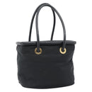 CELINE Circle Hand Bag Nylon Black Gold Auth 184330-1