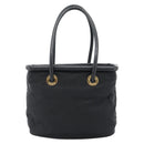 CELINE Circle Hand Bag Nylon Black Gold Auth 184330-2