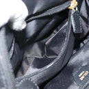 CELINE Circle Hand Bag Nylon Black Gold Auth 184330-22