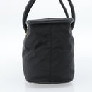 CELINE Circle Hand Bag Nylon Black Gold Auth 184330-5