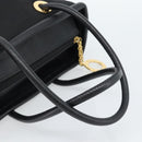 CELINE Circle Hand Bag Nylon Black Gold Auth 184330-7