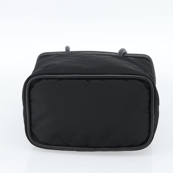 CELINE Circle Hand Bag Nylon Black Gold Auth 184330