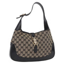 GUCCI GG Canvas Jackie Shoulder Bag Navy Gold 001 3306 Auth 184332V-1