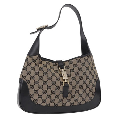 GUCCI GG Canvas Jackie Shoulder Bag Navy Gold 001 3306 Auth 184332V