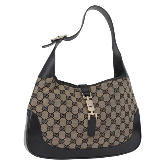 GUCCI GG Canvas Jackie Shoulder Bag Navy Gold 001 3306 Auth 184332V