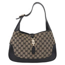 GUCCI GG Canvas Jackie Shoulder Bag Navy Gold 001 3306 Auth 184332V-13