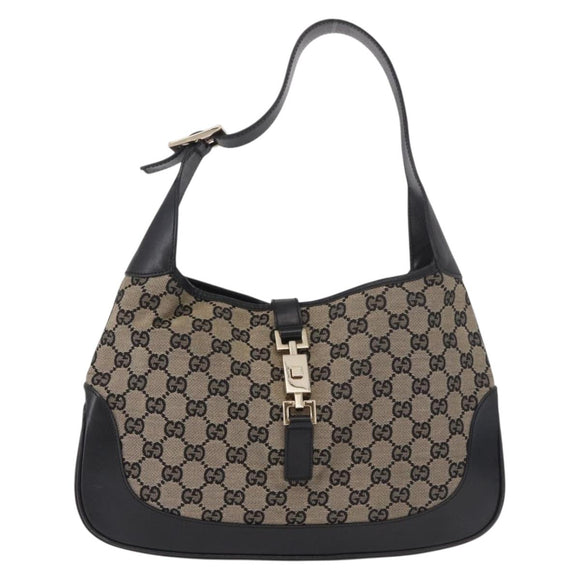 GUCCI GG Canvas Jackie Shoulder Bag Navy Gold 001 3306 Auth 184332V