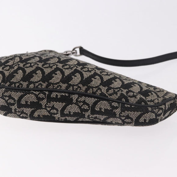 Christian Dior Trotter Canvas Saddle Accessory Pouch Navy Silver Auth 184338V
