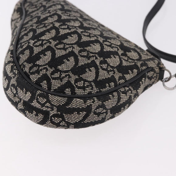 Christian Dior Trotter Canvas Saddle Accessory Pouch Navy Silver Auth 184338V